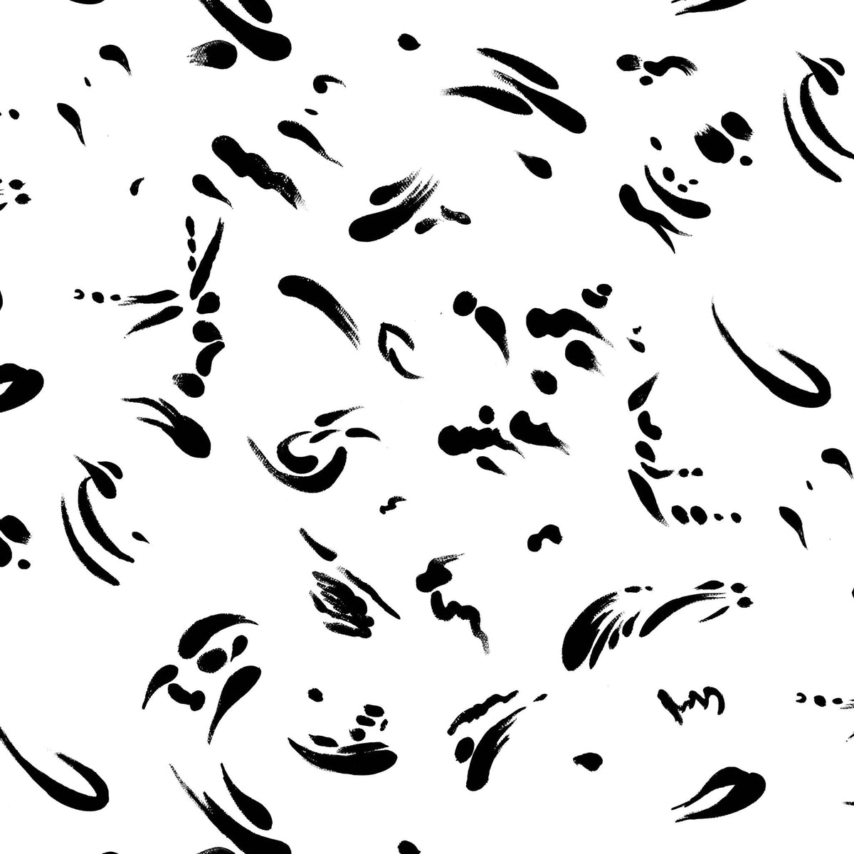Black and white brushstroke design printed fabric by the yard fabric