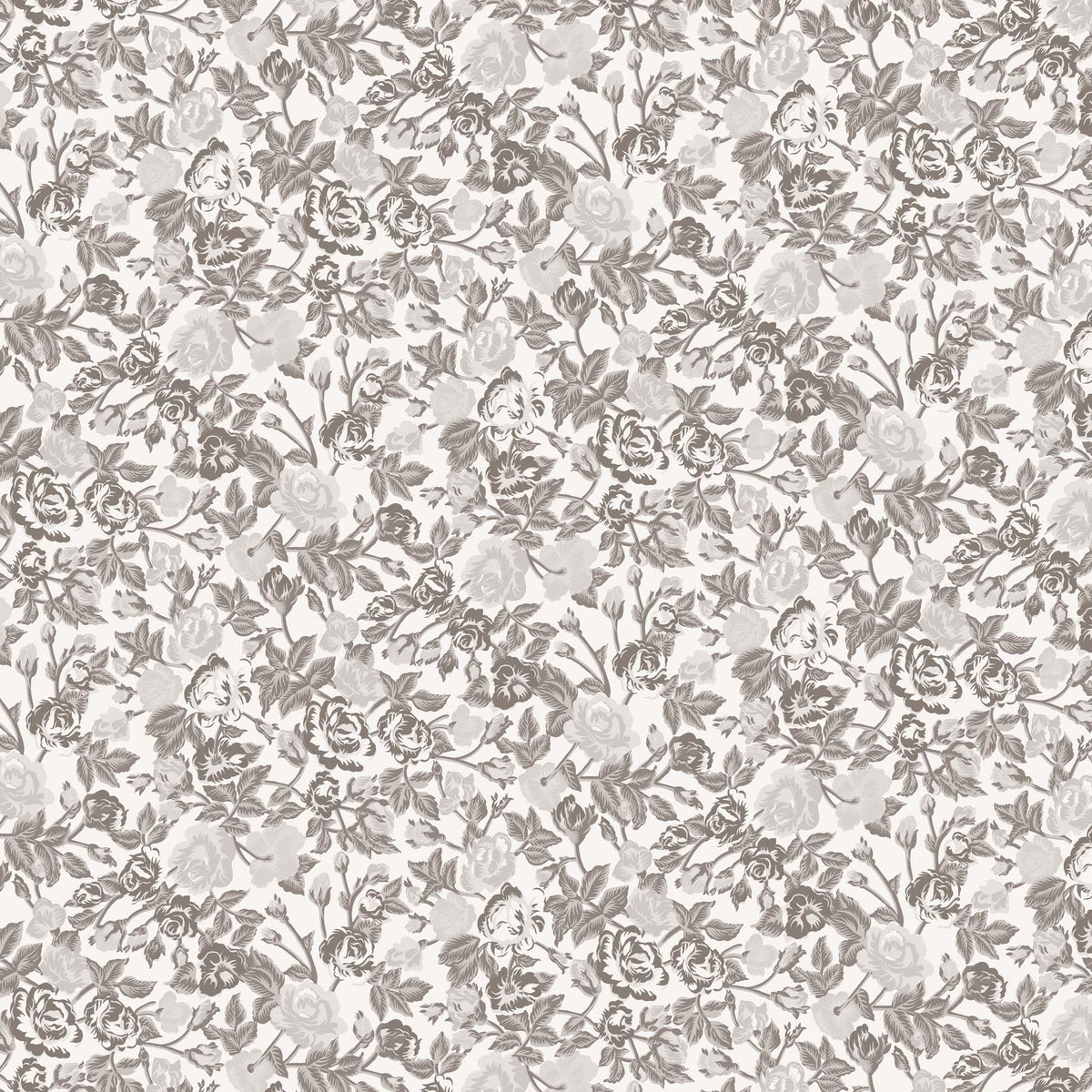 Neutral Rose and Vine Floral Printed Fabric by the Yard | Fabric on Demand