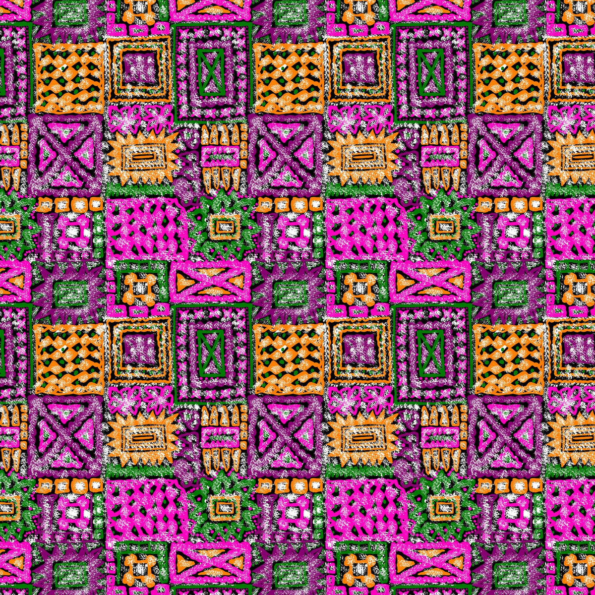 Neon Geo Tile Design Printed Fabric by the Yard | Fabric on Demand