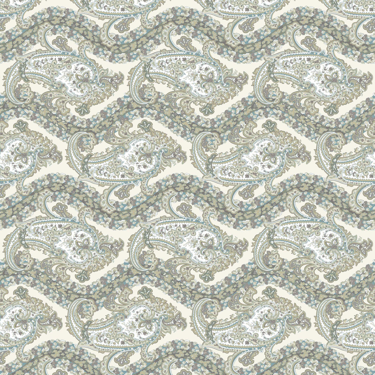 Coastal Paisley Printed Fabric by the Yard Fabric on Demand