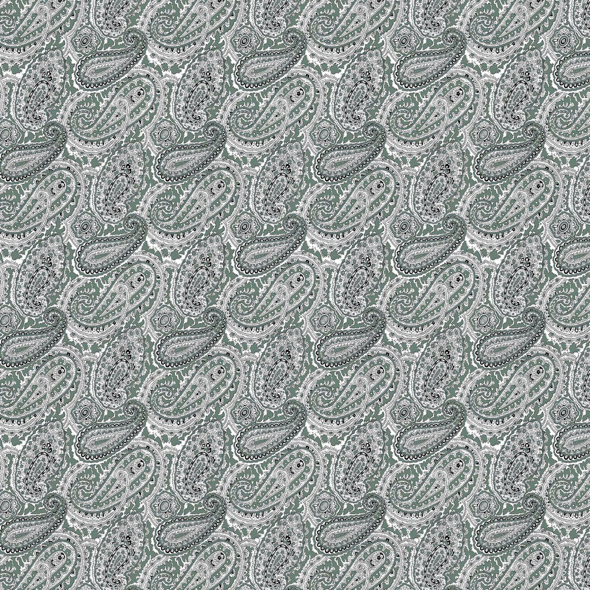 Sage and White Contrast Paisley Printed Fabric by the Yard | Fabric on ...